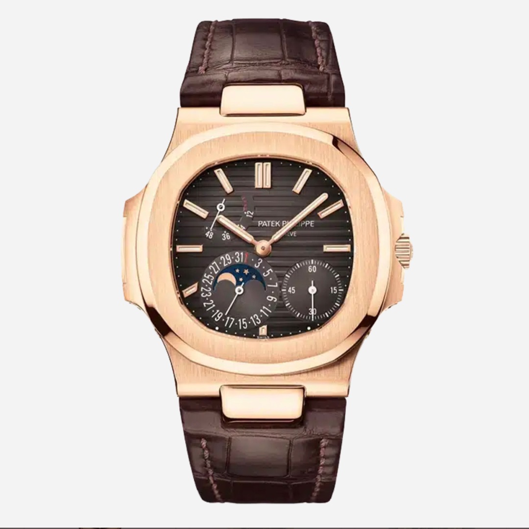 Patek Philippe Nautilus Black Dial Leather Bracelet $140,269.64