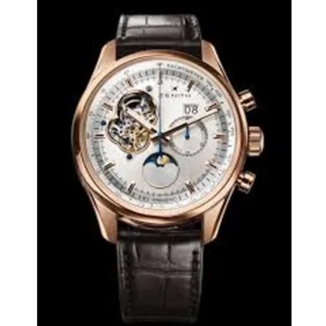 Zenith Zenith El Primero White Dial Crocodile Skin Bracelet MIG