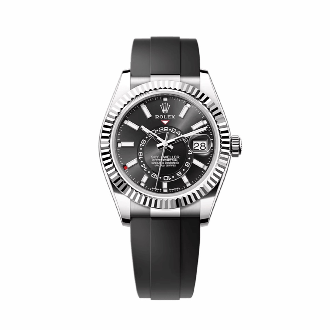 Rolex Sky-Dweller Black Dial Rubber Bracelet NIQ-914 - Winder