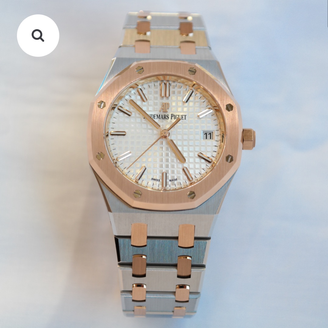 Audemars Piguet Royal Oak White Dial Gold Steel Bracelet DNA-271