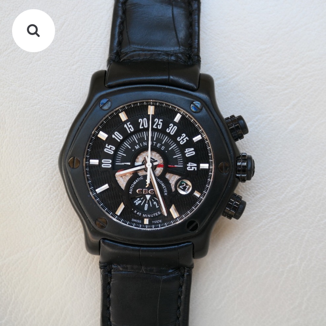Ebel 1911 Black Dial Crocodile Skin Bracelet DSS-365 - Winder