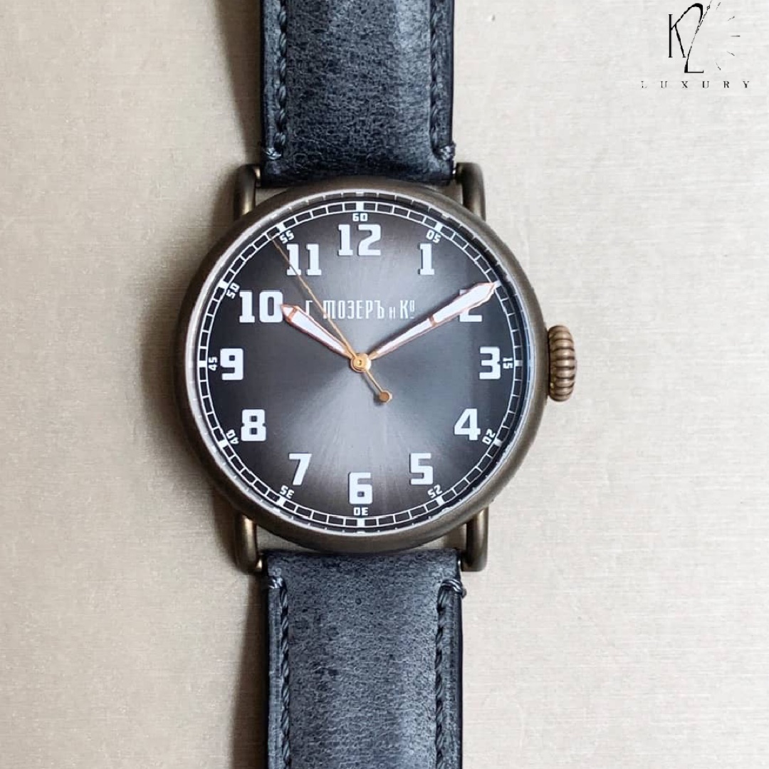 H. Moser & Cie Heritage Grey Dial Leather Bracelet $18,445.00
