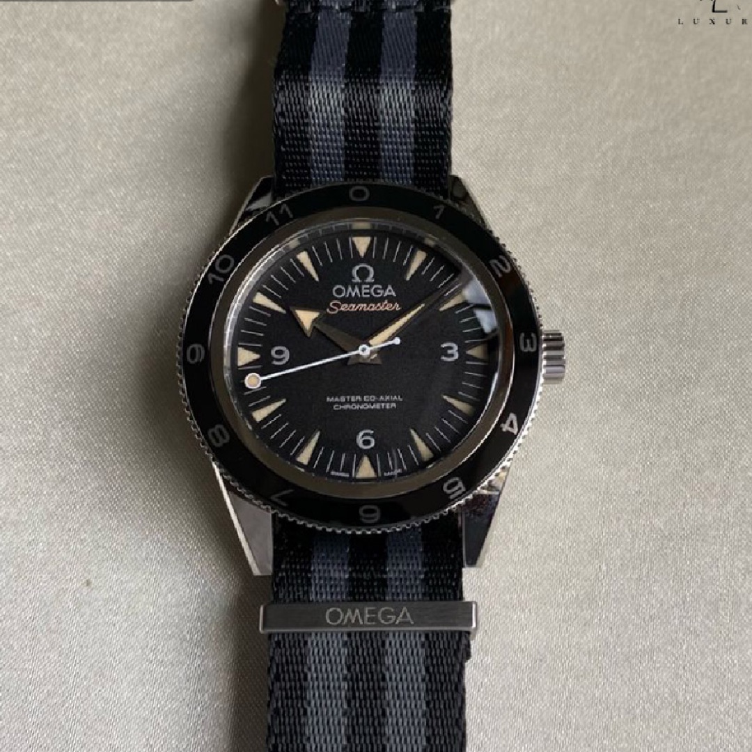 Omega Seamaster Black Dial Textile Bracelet KZZ-482 - Winder