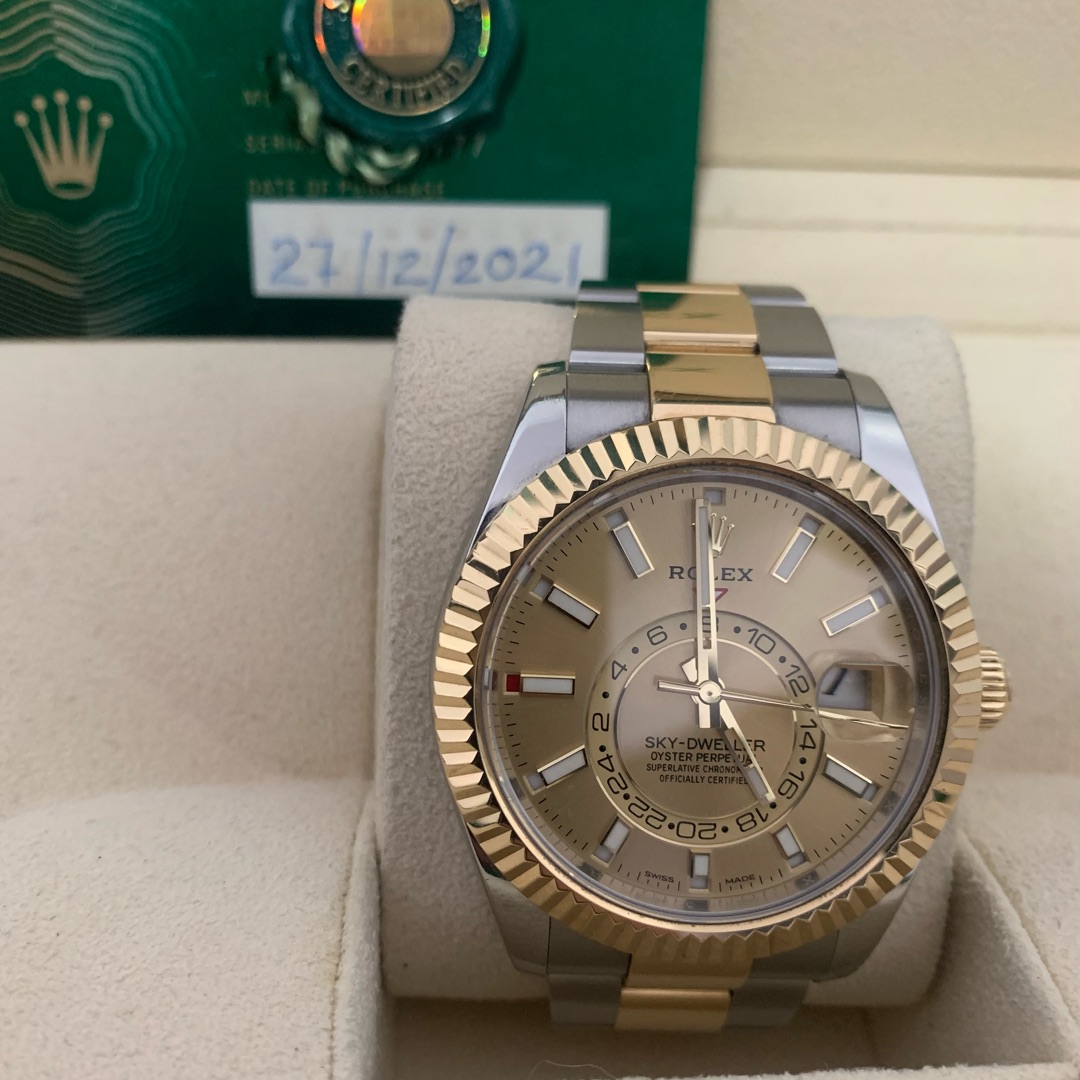 Rolex Sky-Dweller Gold Dial Steel Bracelet $23,000.00$ - Winder