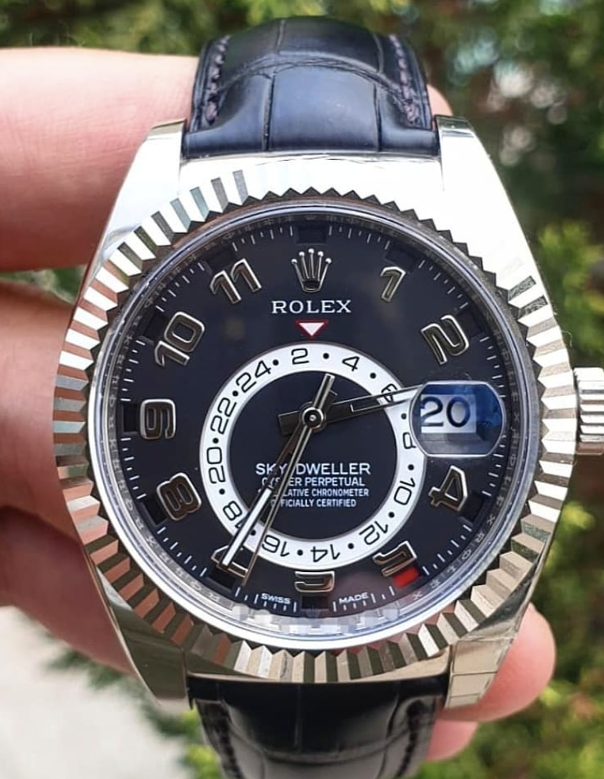 Rolex Sky-Dweller Blue Dial Crocodile Skin Bracelet NNM-569 - Winder