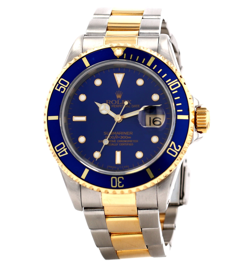 Rolex Submariner Blue Dial Gold Steel Bracelet $37,750.00$ - Winder