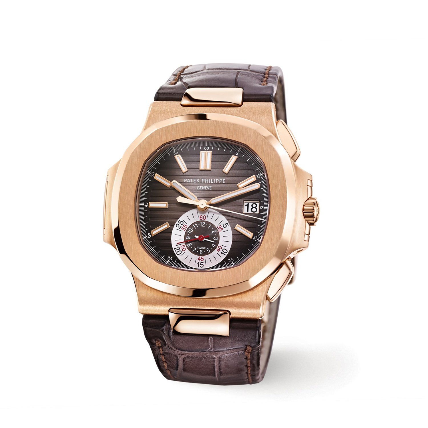 Patek Philippe Nautilus Brown Dial Crocodile Skin Bracelet